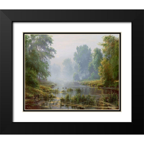 The morning Black Modern Wood Framed Art Print with Double Matting by Basov, Sergej