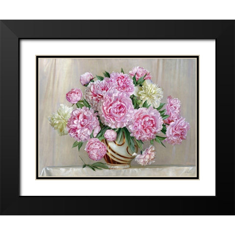 Peonies 2 Black Modern Wood Framed Art Print with Double Matting by Buzin, Igor