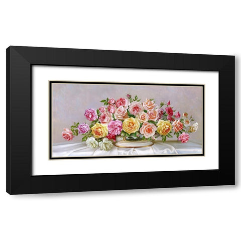 Roses Black Modern Wood Framed Art Print with Double Matting by Buzin, Igor