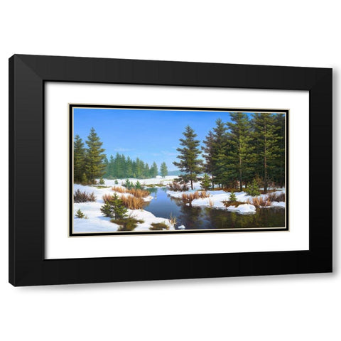First snow Black Modern Wood Framed Art Print with Double Matting by Babichev, Vyacheslav