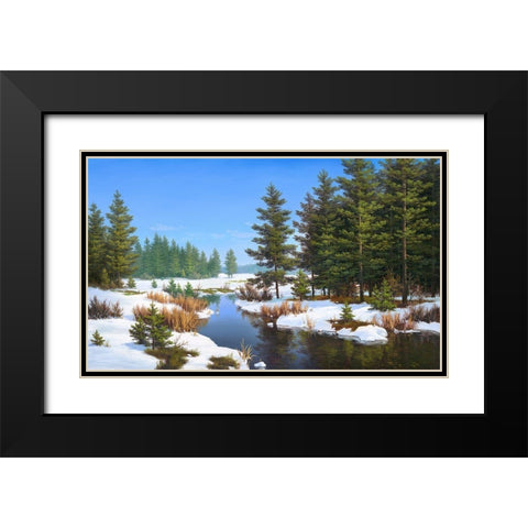 First snow Black Modern Wood Framed Art Print with Double Matting by Babichev, Vyacheslav