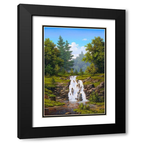 Waterfall Black Modern Wood Framed Art Print with Double Matting by Babichev, Vyacheslav