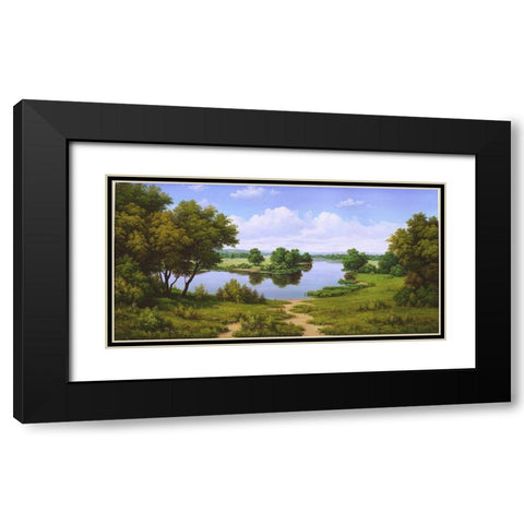 Near the river Black Modern Wood Framed Art Print with Double Matting by Babichev, Vyacheslav