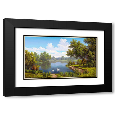 At the river Black Modern Wood Framed Art Print with Double Matting by Babichev, Vyacheslav