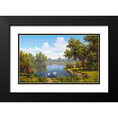At the river Black Modern Wood Framed Art Print with Double Matting by Babichev, Vyacheslav