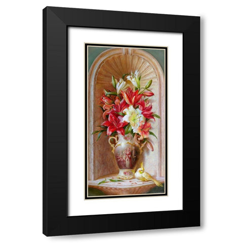 Lilies Black Modern Wood Framed Art Print with Double Matting by Dandorf, Olga