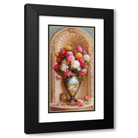 Peonies Black Modern Wood Framed Art Print with Double Matting by Dandorf, Olga