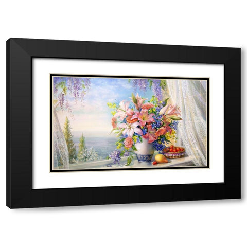 Bouquet with gladioli Black Modern Wood Framed Art Print with Double Matting by Dandorf, Olga
