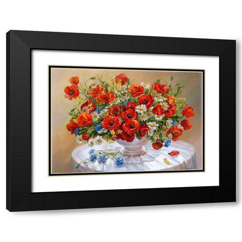 Poppies Black Modern Wood Framed Art Print with Double Matting by Dandorf, Olga