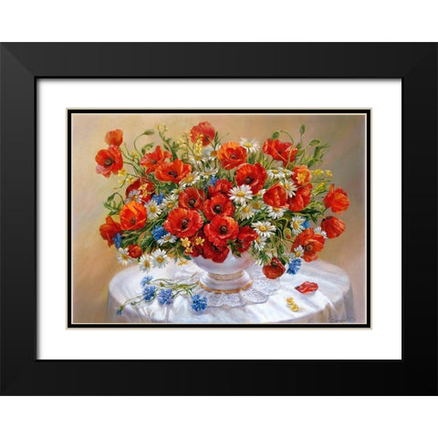 Poppies Black Modern Wood Framed Art Print with Double Matting by Dandorf, Olga