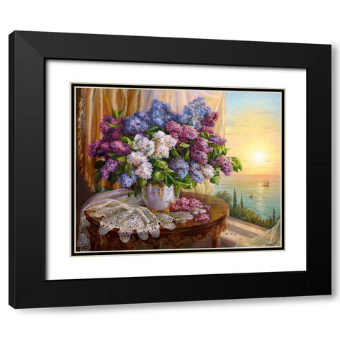 Bouquet 2 Black Modern Wood Framed Art Print with Double Matting by Dandorf, Olga