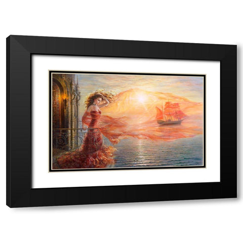 Dream Black Modern Wood Framed Art Print with Double Matting by Dandorf, Olga