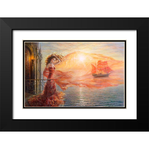 Dream Black Modern Wood Framed Art Print with Double Matting by Dandorf, Olga