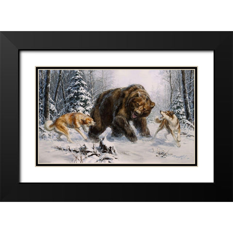 ?hevrettes and a bear Black Modern Wood Framed Art Print with Double Matting by Danchurova, Tatiana