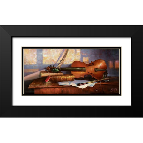 Evening beam Black Modern Wood Framed Art Print with Double Matting by Ekimov, Vladimir