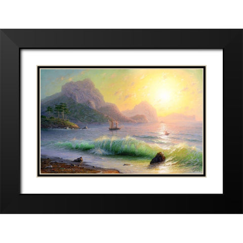 Morning. Sudak Black Modern Wood Framed Art Print with Double Matting by Goryachev, Alexander