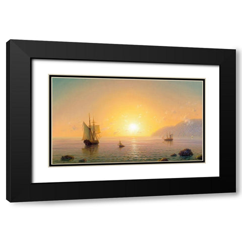 Sailboat. Morning Black Modern Wood Framed Art Print with Double Matting by Goryachev, Alexander