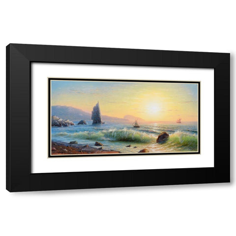Morning. Rock. Sail Black Modern Wood Framed Art Print with Double Matting by Goryachev, Alexander