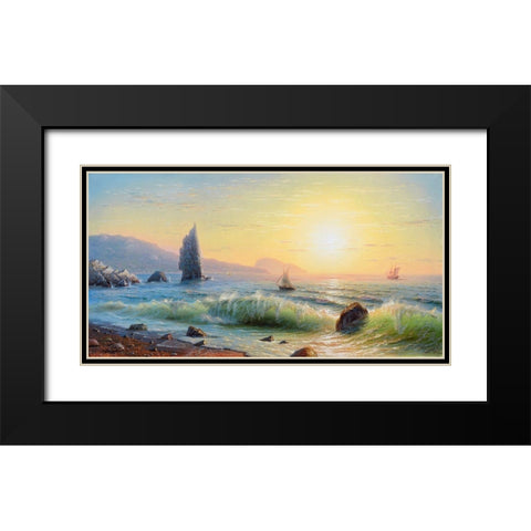 Morning. Rock. Sail Black Modern Wood Framed Art Print with Double Matting by Goryachev, Alexander