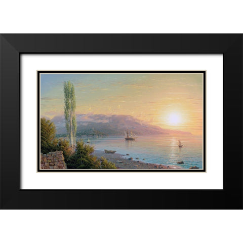 Old Yalta Black Modern Wood Framed Art Print with Double Matting by Goryachev, Alexander
