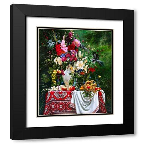 Bouquet Black Modern Wood Framed Art Print with Double Matting by Golovin, Konstantin
