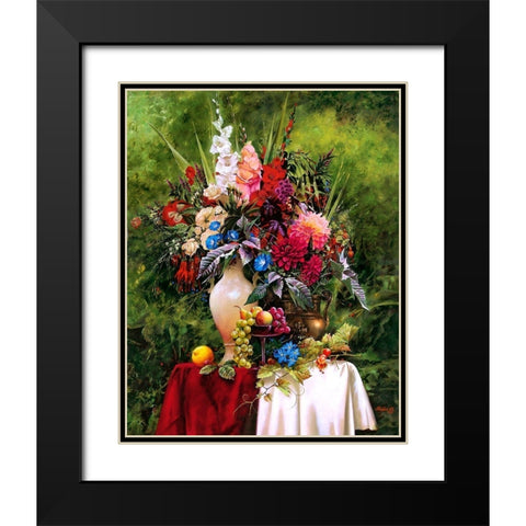 Still-life with a white vase Black Modern Wood Framed Art Print with Double Matting by Golovin, Konstantin