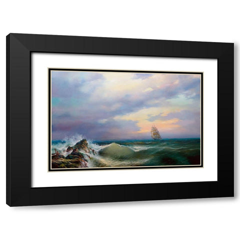 Surf Black Modern Wood Framed Art Print with Double Matting by Golovin, Konstantin