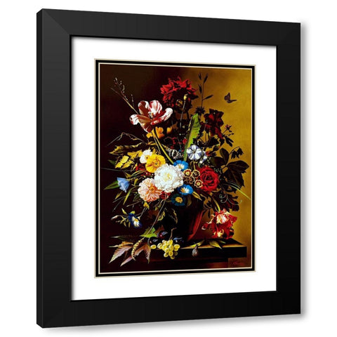 Still-life with a butterfly Black Modern Wood Framed Art Print with Double Matting by Golovin, Konstantin