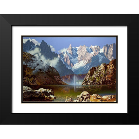 Mountain lake Black Modern Wood Framed Art Print with Double Matting by Golovin, Konstantin