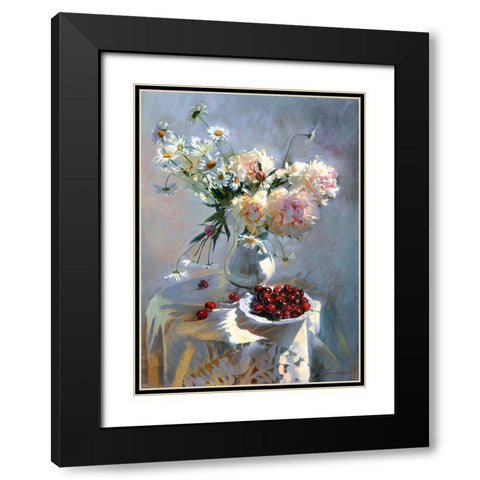 Summer Black Modern Wood Framed Art Print with Double Matting by Goryacheva, Svetlana