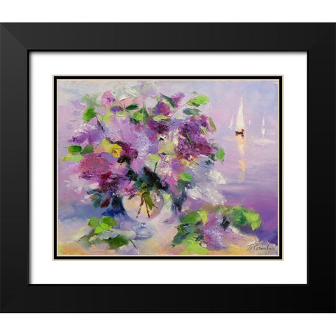 Lilac and yachts Black Modern Wood Framed Art Print with Double Matting by Kotinova, Galina