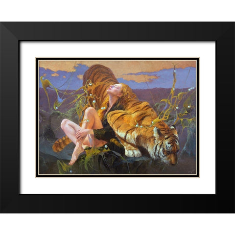 Pearl hunters Black Modern Wood Framed Art Print with Double Matting by Klapoukh, Yury