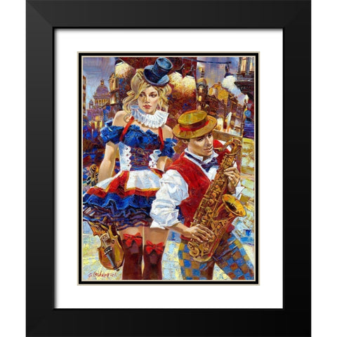 Cabaret Black Modern Wood Framed Art Print with Double Matting by Lashkevich, Alexey