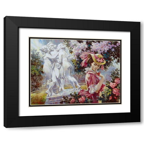 Four graces Black Modern Wood Framed Art Print with Double Matting by Lashkevich, Alexey