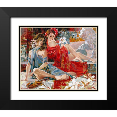 Music lessons Black Modern Wood Framed Art Print with Double Matting by Lashkevich, Alexey