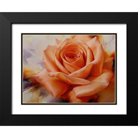 Orange rose Black Modern Wood Framed Art Print with Double Matting by Levashov, Igor