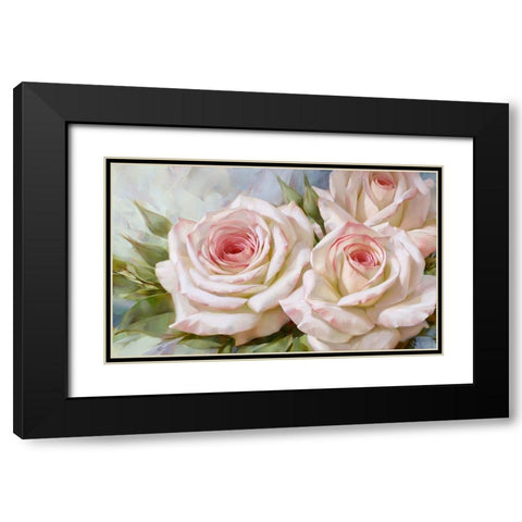White and pink roses 2 Black Modern Wood Framed Art Print with Double Matting by Levashov, Igor
