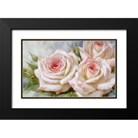 White and pink roses 2 Black Modern Wood Framed Art Print with Double Matting by Levashov, Igor