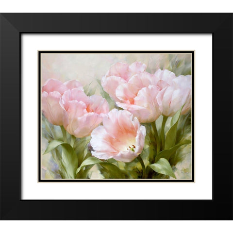 Pink tulips Black Modern Wood Framed Art Print with Double Matting by Levashov, Igor