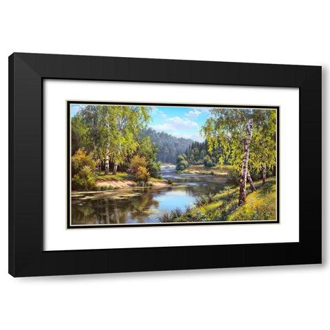 At the river Black Modern Wood Framed Art Print with Double Matting by Prishchepa, Igor
