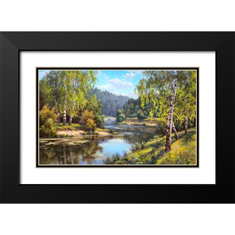 At the river Black Modern Wood Framed Art Print with Double Matting by Prishchepa, Igor