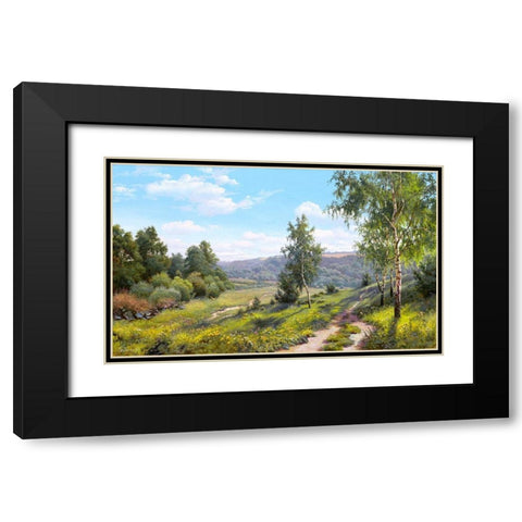 Path in the forest  Black Modern Wood Framed Art Print with Double Matting by Prishchepa, Igor