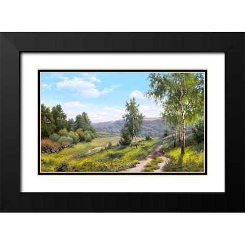 Path in the forest  Black Modern Wood Framed Art Print with Double Matting by Prishchepa, Igor