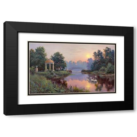 Morning park Black Modern Wood Framed Art Print with Double Matting by Prishchepa, Igor