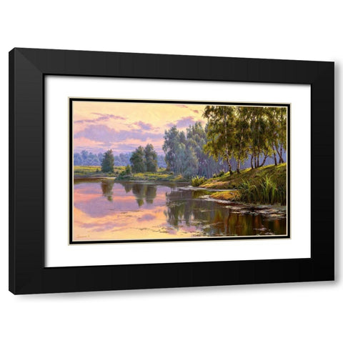 Silent backwater Black Modern Wood Framed Art Print with Double Matting by Prishchepa, Igor