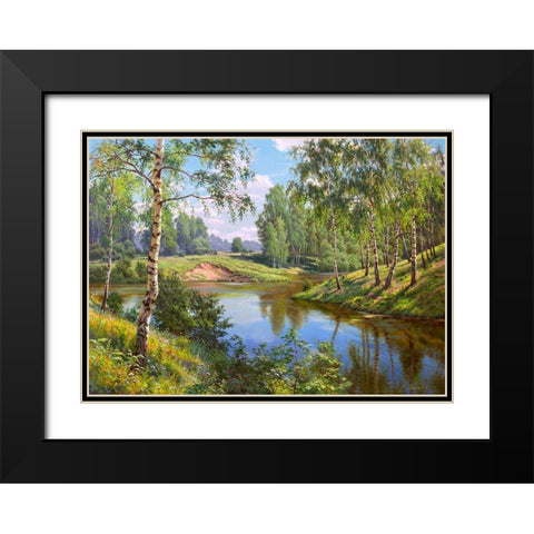 Summer Black Modern Wood Framed Art Print with Double Matting by Prishchepa, Igor