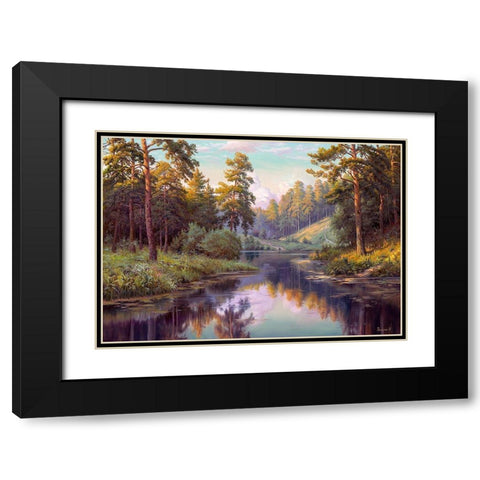 Forest river Black Modern Wood Framed Art Print with Double Matting by Prishchepa, Igor