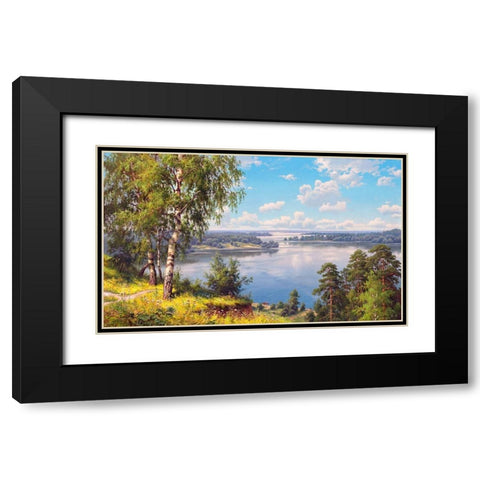 Spaces Black Modern Wood Framed Art Print with Double Matting by Prishchepa, Igor