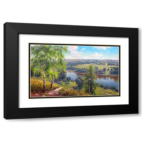The path Black Modern Wood Framed Art Print with Double Matting by Prishchepa, Igor