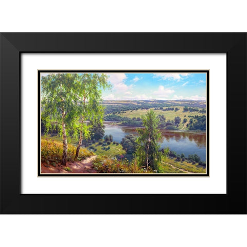 The path Black Modern Wood Framed Art Print with Double Matting by Prishchepa, Igor